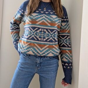 NEW Old Navy Abstract Southwestern Geometric Patterned Sweater In Blue - S